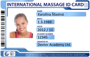 International Masseur license in the English language.